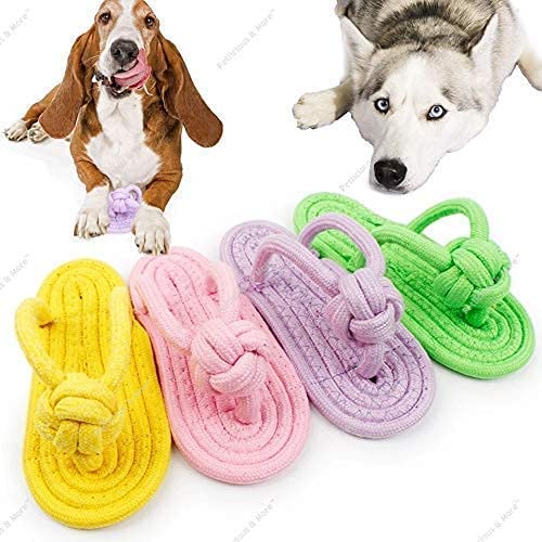 Image of Puppies Interactive chew Toy I Spiked LED Ball +Natural Red Bone+Puppy Rope Toy Slipper I Pack of 3 (Combo-B)