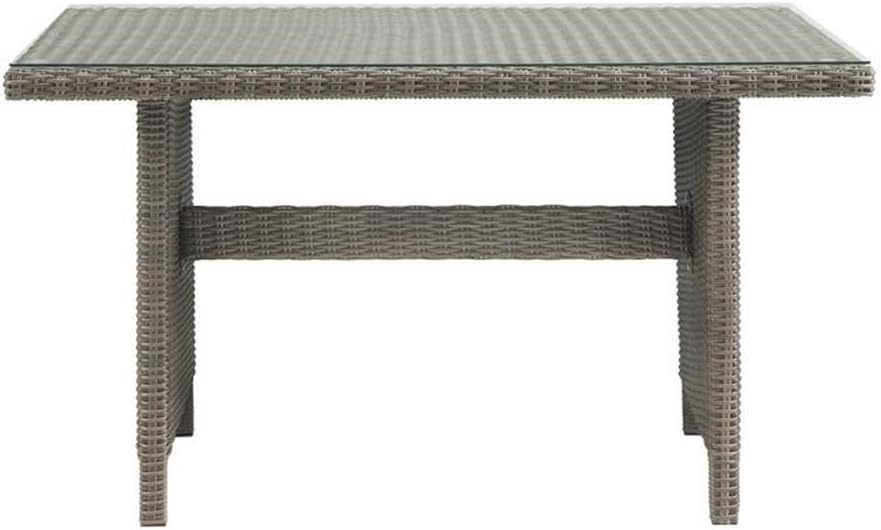 Asti All-Weather Wicker Outdoor Dining Table with Glass Top, Rust-Resistant Aluminum Frame, Weatherproof Patio Furniture, 55 in. W x 31 in. D x 30 in. H, Ideal for Garden and Deck