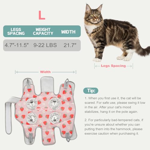 Image of Supet Cat Grooming Hammock Harness for Nail Trimming, Cat Grooming Hanging Sling for Nail Clipping, Pet Restraint Holder for Cutting Nails, Medicine, Ear & Teeth Cleaning, Eye Care (Strawberry L)