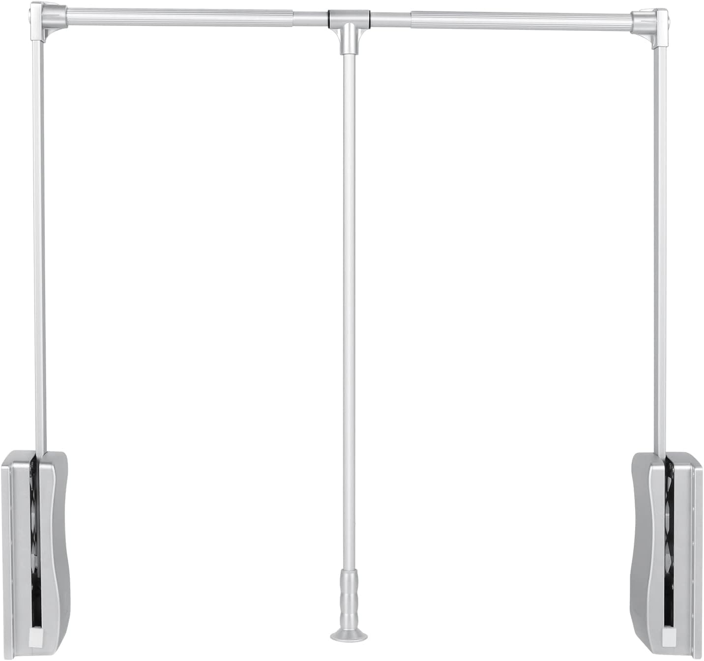 Pull Down Closet Rods, Adjustable 35-48 Inch Wardrobe Rail Lift Collapsible Closet Rod Aluminium Retractable Wardrobe Hanger Clothing Rail Closet Lift Organizer Storage Lift for Bedroom