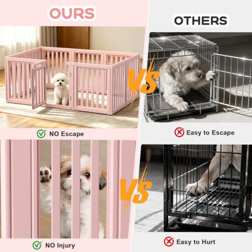 Image of Dog Playpen Indoor,Puppy Playpen,Pink 23.6 inch H,10 Panels | Dog Play Pen Indoors with Open View,Tool-Free Setup,Multi-Shape Setup,Dog Pen for Dogs,Cats & Puppies