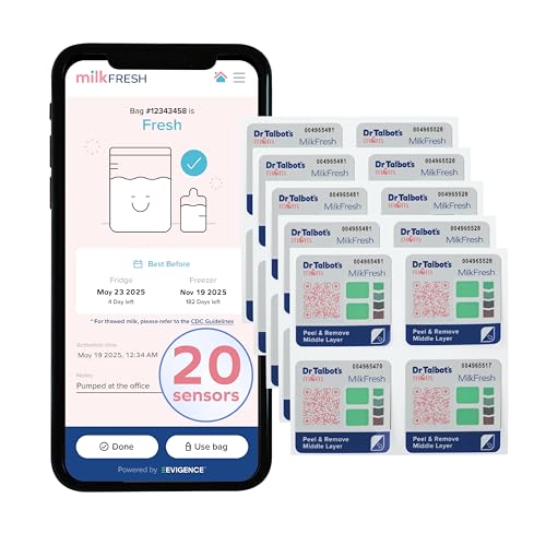 Dr. Talbot's Mom MilkFresh Breastmilk Freshness Sensors - Pairs with App to Monitor Time and Temperature - 20 Count