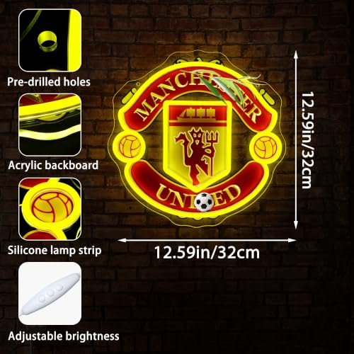 Image of Football Neon Sign for Wall Decor Soccer Team Logo LED Light for Man Cave