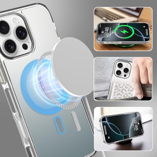Image of Magnetic Case for iPhone 16 Pro Max [Compatible with Magsafe] [Anti-Yellowing] [1 Screen Protector] Slim Clear Iridescent Case for iPhone 16 Pro Max 6.9 inch 2024, Black