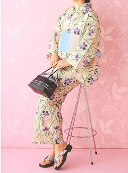 Amazon | 浴衣 単品 生成り 撫子 紫 《源氏物語》 お仕立て上がり浴衣