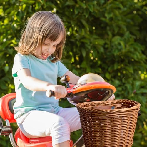 Yeehliny Fahrradkorb Kinder, Fahrradkorb Geflochten für Mädchen und Kinder vorne, Laufradkorb Lenkerkorb Lenkerkörbchen Körbchen für Fahrrad aus Kunststoff, mit Lederriemen (Braun)
