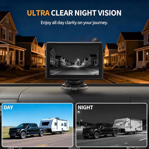Image of Solar Wireless Backup Camera with 5 inch 1080P Monitor,Auto On Off, 1-Min DIY Installation, 180 Adjustable Camera, Anti-Theft, Split Screen, IP69K Waterproof for Car Truck RV