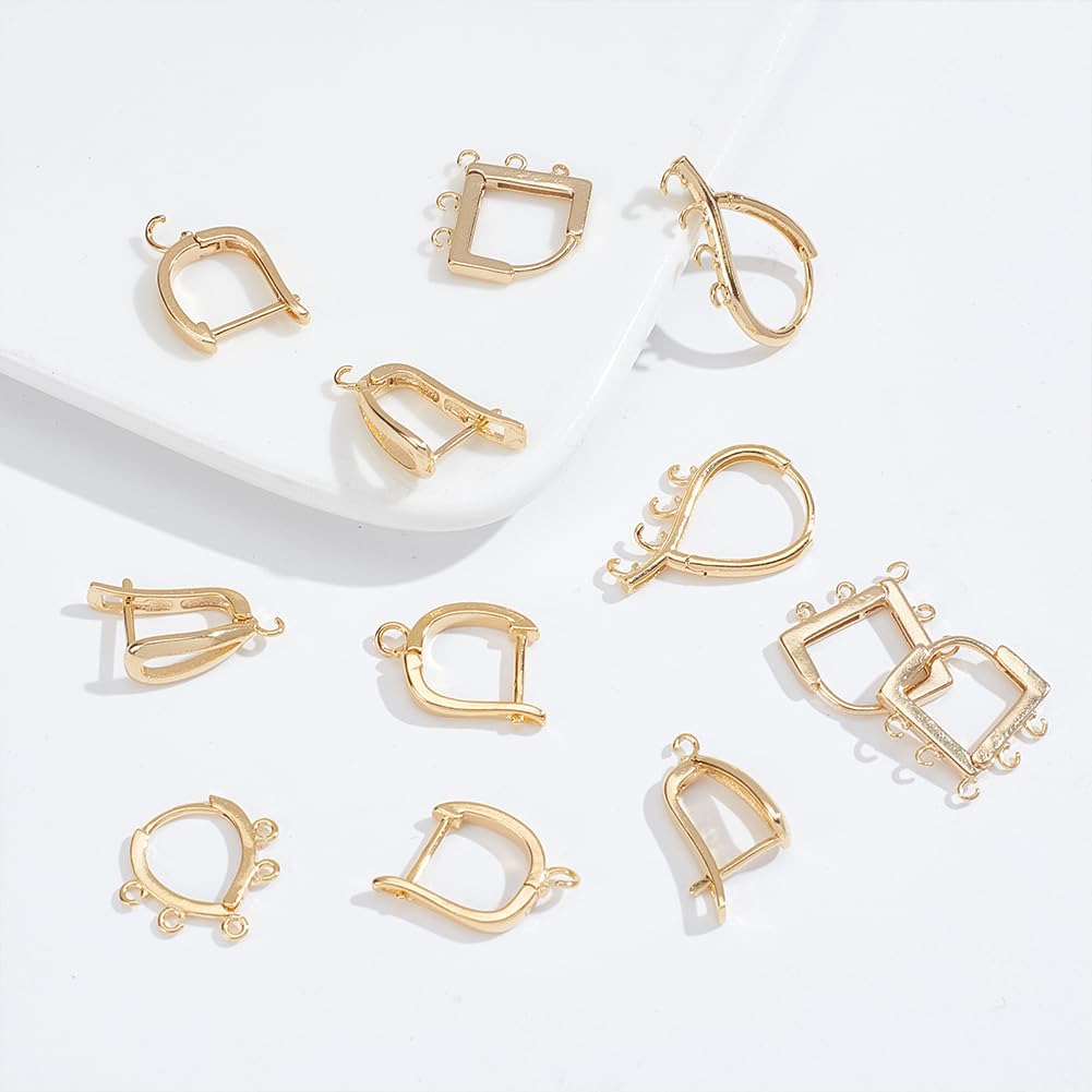 20 pezzi 5 stili in ottone Huggie orecchini a cerchio placcati in oro 24 carati gancio per orecchini a rombo ritorto da donna Huggie orecchini a goccia decorazioni per la produzione