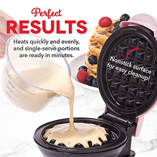 DASH Mini Maker for Individual Waffles, Hash Browns, Keto Chaffles with Easy to Clean, Non-Stick Surfaces, 4 Inch, Pink - Image 4