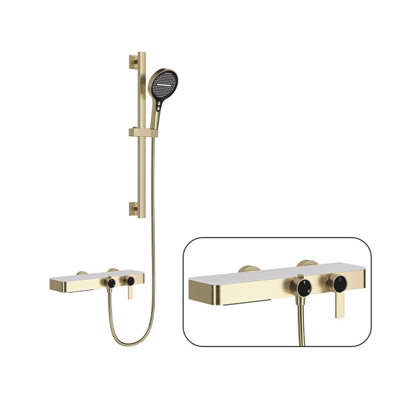 Fanjubei Two Functions: Brushed Gold Bathroom All-Copper Multifunctional Hot And Cold Shower Shower Set, Dual-Function Brushed Gold Design