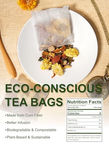 Image of TeeLux Dandelion Wolfberry Tea, Blend with Chrysanthemum, Goji Berries, Cassia Seed, Licorice, Smooth & Mellow Flavor, Caffeine Free, 20 Count