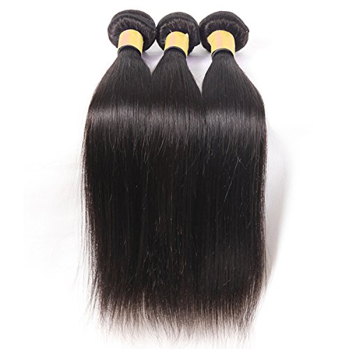 Oriental Show 8~30 inches 6A Brazilian Silky Straight, Pack of 3(Mixed Length), 100% Unprocessed Virgin Human Hair, 300g Total(100g Each), Natural Color (8 8 8)