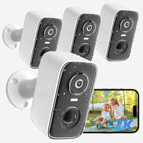 Image of 4Pack Security Cameras Wireless Outdoor, 2.4Ghz WiFi Indoor Cameras for Home Security with 2K Color Night Vision,2 Way Audio,Spotlight Sirens Alarm,Motion Detection,Support 128G SD/Cloud and Alexa