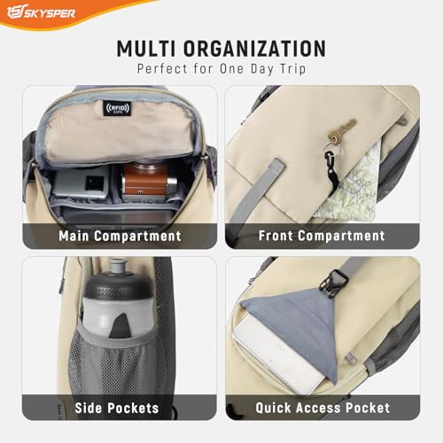 Image of SKYSPER Sling Bag RFID Cross Body Bag Recycled Crossbody Backpack Travel Daypack