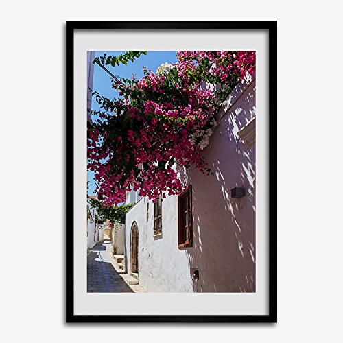 Cadre bois photo 50x70 cm affiche décoration murale moderne tableau Rhodes Grèce Tulup