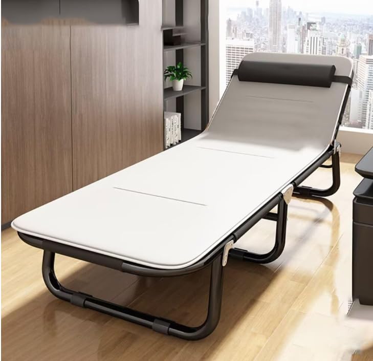 折りたたみベッド シングルサイズ サマーベッド 4段階調節可能 リクライニング ヘッドレスト付き 滑り止めフットパッド 通気性素材・静電気防止 軽量で快適 コンパクト収納 簡易ベッド 家庭用/アウトドア/オフィス用 スチールフレーム 頑丈で長持ち シンプルデザイン 耐荷重100kg 安定性 組立不要 サイズ56×170cm