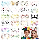 HOWAF 20 Karneval Köln Schablonen Gesicht Kinderschminken Schablonen Kinderschminken Wiederverwendbare Plastik Schminkschablonen Gesicht Kinder DIY für Halloween Köln Karneval Kostüm Fasching Kostüm