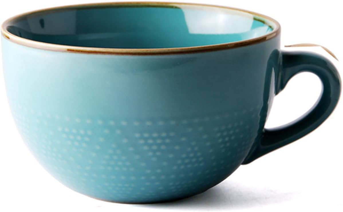 700ml Large Soup Bowl,Ceramic Grain Soup Cup/Coffee Mug/Salad Bowl,Microwave Safe Cup,for Milk Salad Cappuccino Cereal,24 oz (Blue)