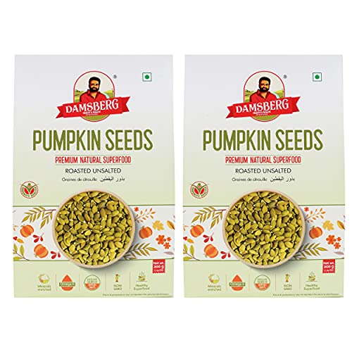 Damsberg Pumpkin Seeds Roasted and Unsalted Rich in Omega-6 and antioxidants, 7.05 Ounce (Pack of 1)