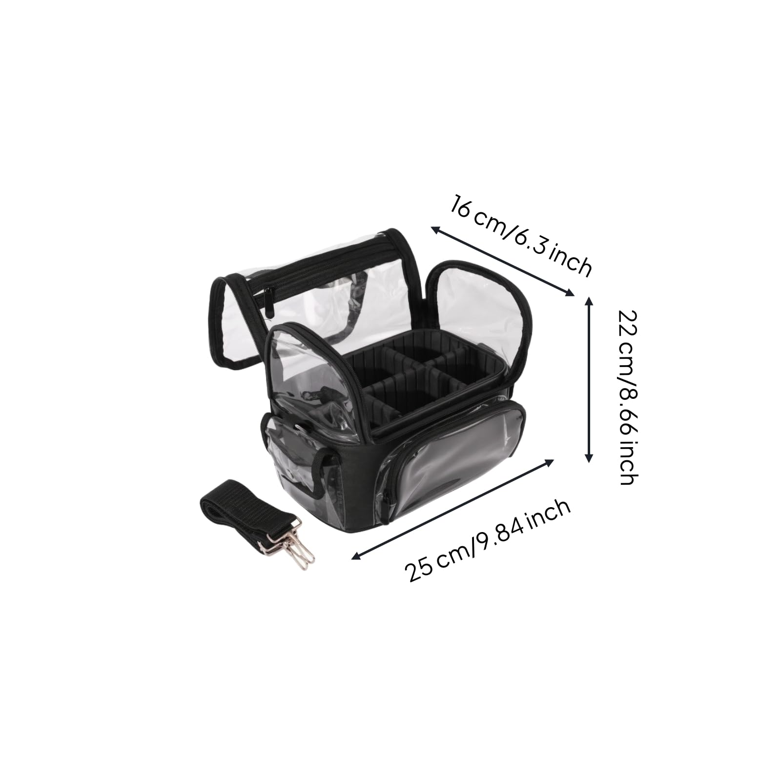 Bolso Organizador Cosméticos PVC Transparente Fácil Limpiar Neceser Transparente con Correa Hombro smontable Multiusos para Viajes