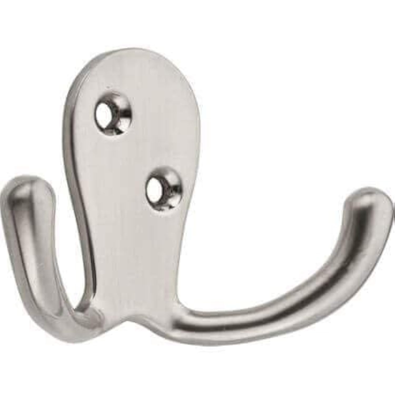 Decohooks Satin Nickel 469587 Wide Twin Double Hat, Coat & Robe Hook In Finish Door & Wall Mountable Single Pack With Fixings