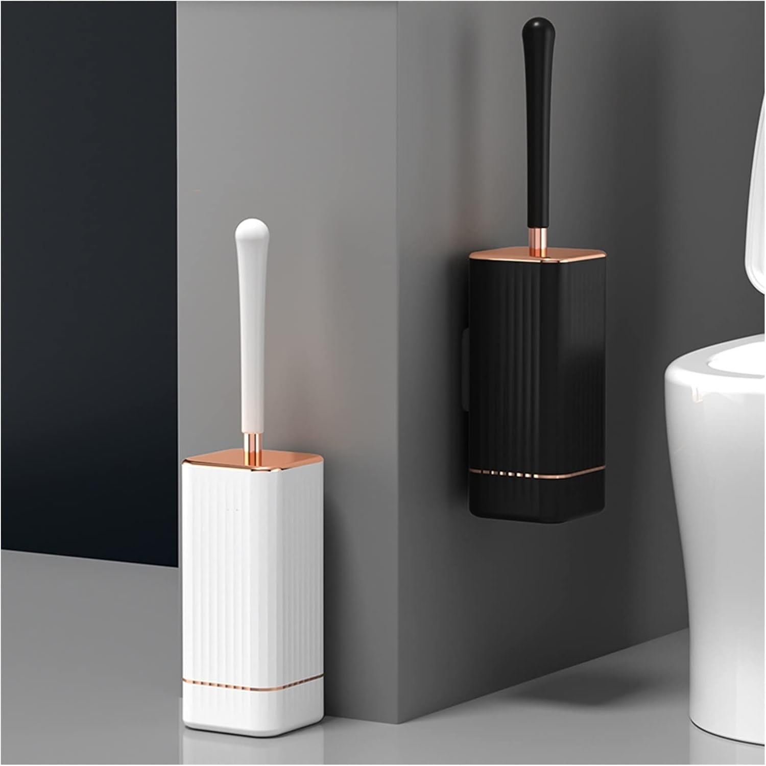 Toilet Brush Holder Toilet Brush Long Handle with Base Set Home Wash Toilet Toilet Cleaning Brush Home Cleaning Helper Toilet Brush Toilet Brush Holders(Black)