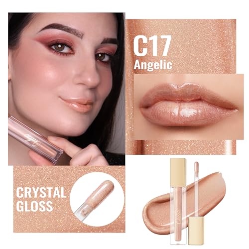 Oulac Nude Lip Gloss High-shine Moisturizing Lip Gloss Oil Colorful Shade Liquid Lipstick Non-sticky Cup Glitter lipstick Lip Tint Reduce Fine Lines Lip Glaze For Dry Lip C17 - Image 2