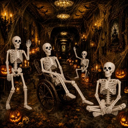 Halloween Skeleton Decorations,36" Posable Human Skeleton Decorations for Halloween Party Decor, Haunted House Props Indoor Outdoor Decoration - image 5