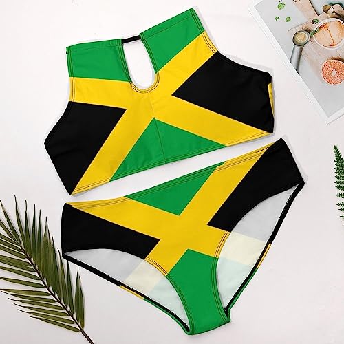 Jamaican Lion Flag Two Piece Jamaica Swimsuits Plus Size for Women Swimwear Slimming Beachwear Bathing Suits3