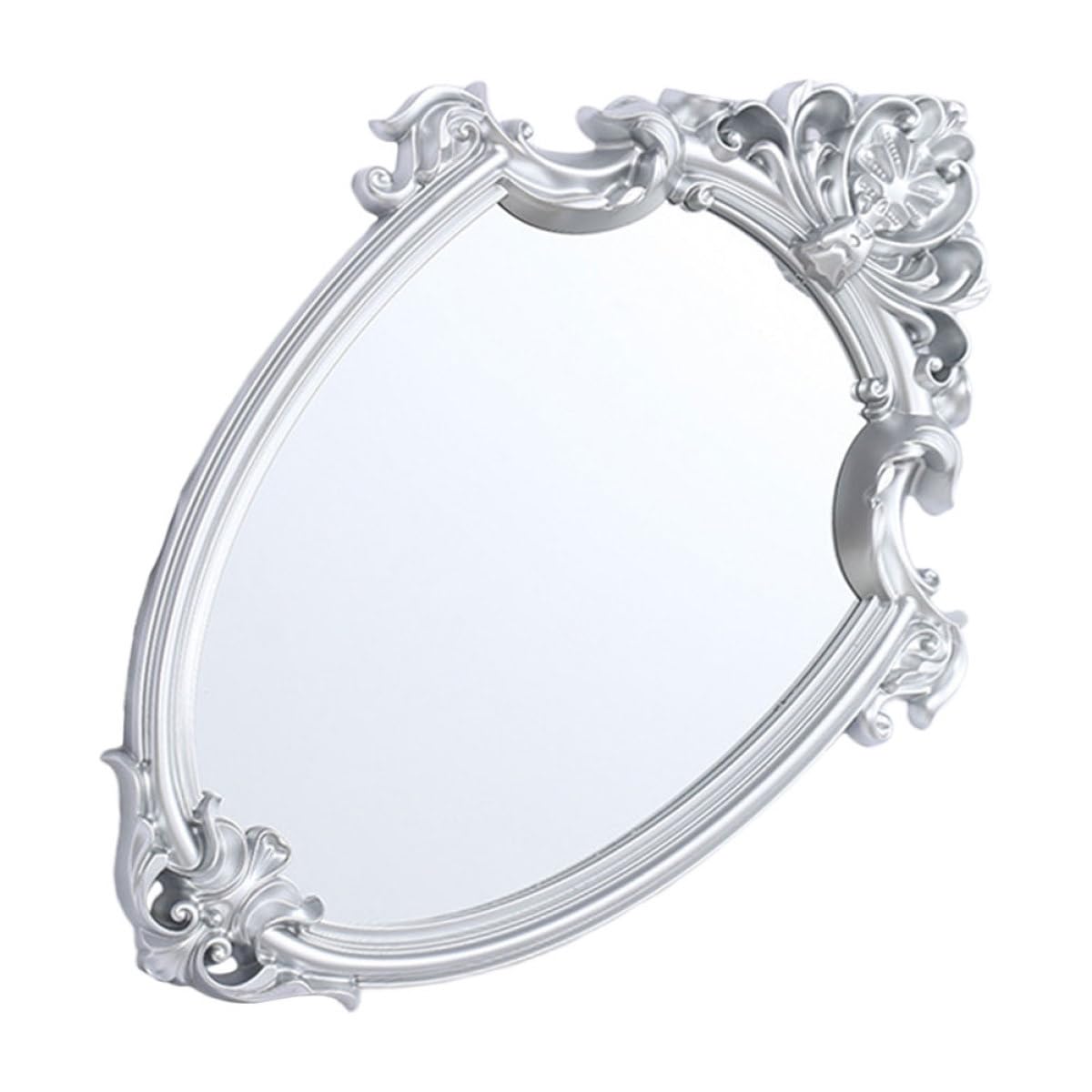 Miroir baroque argenté suspendu grand format cadre moulures verre salon entrée