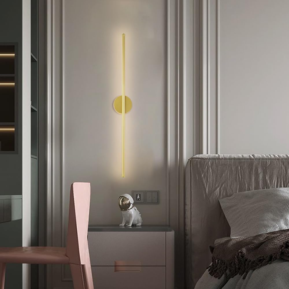 Lunga Striscia LED Applique da Parete Tubo Lineare Oro per Interni, Illuminazione Vanità Dorata per Camera da Letto Scale Corridoio