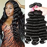 Nadula 8A Brazilian Loose Deep Wave Hair 3 Bundles 100% Unprocessed Virgin Loose Deep Wave Hair Weave Natural Color (18 20 22)