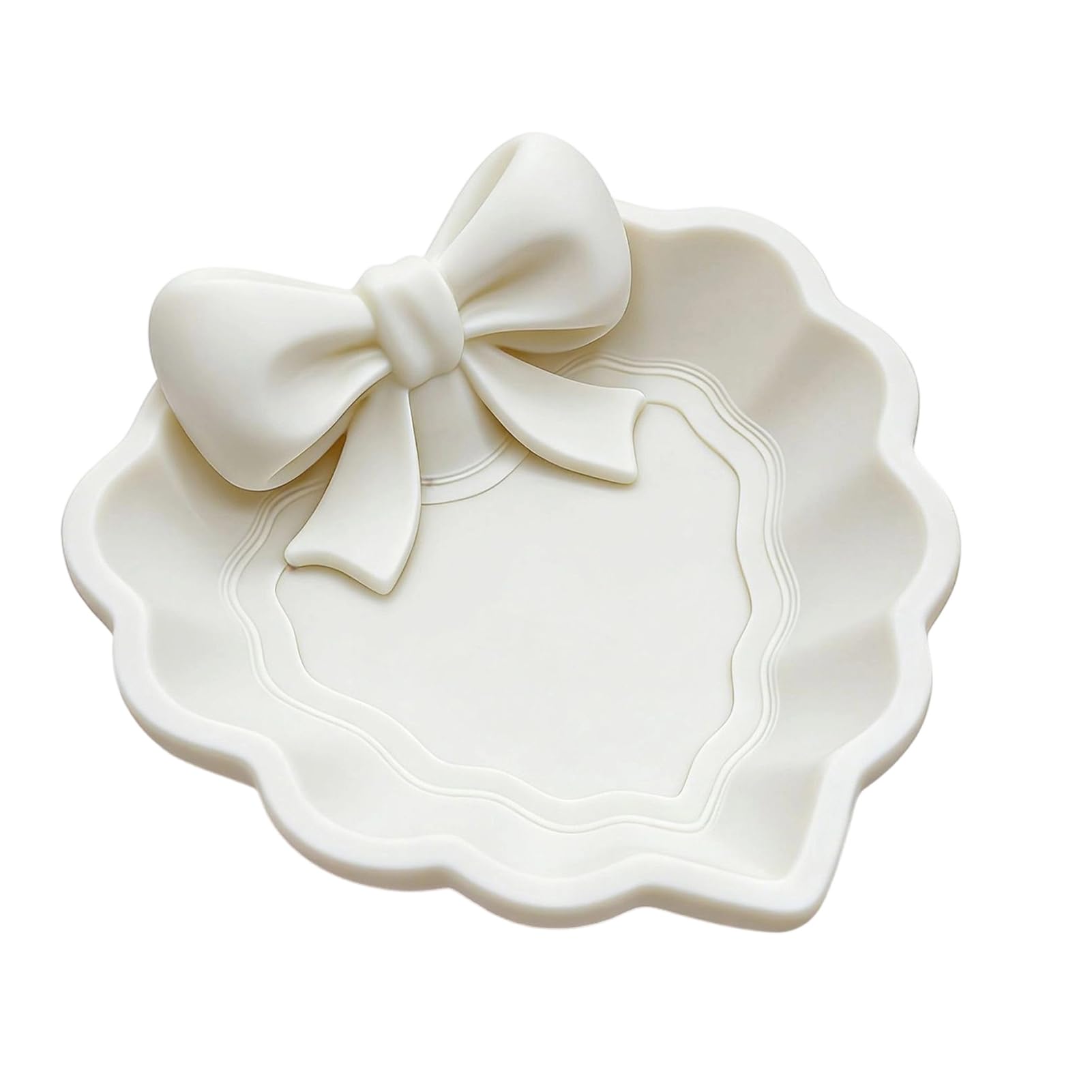 Glifora 3D Printed Bow Jewelry Tray - Heart Shape Ring Dish, Entryway Table Trays, Decorative Trinket Dish, Jewelry Organiser Tray for Rings, Necklaces, Bracelets and Keys