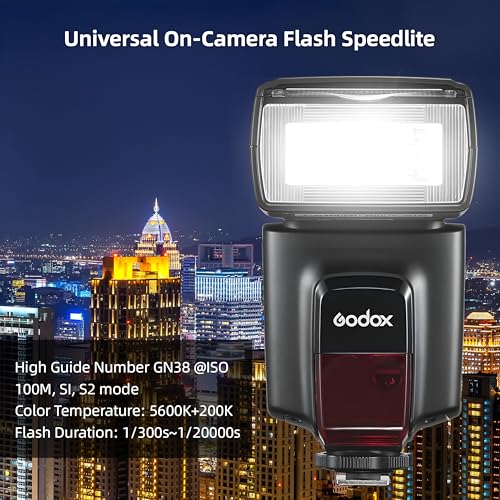 Image of Godox TT560II Wireless 433MHz GN38 Camera Flash Speedlite Light with Built-in Receiver with RT Transmitter Compatible for Canon Nikon Sony Olympus Pentax Fuji DSLR Cameras with Standard Hot Shoe