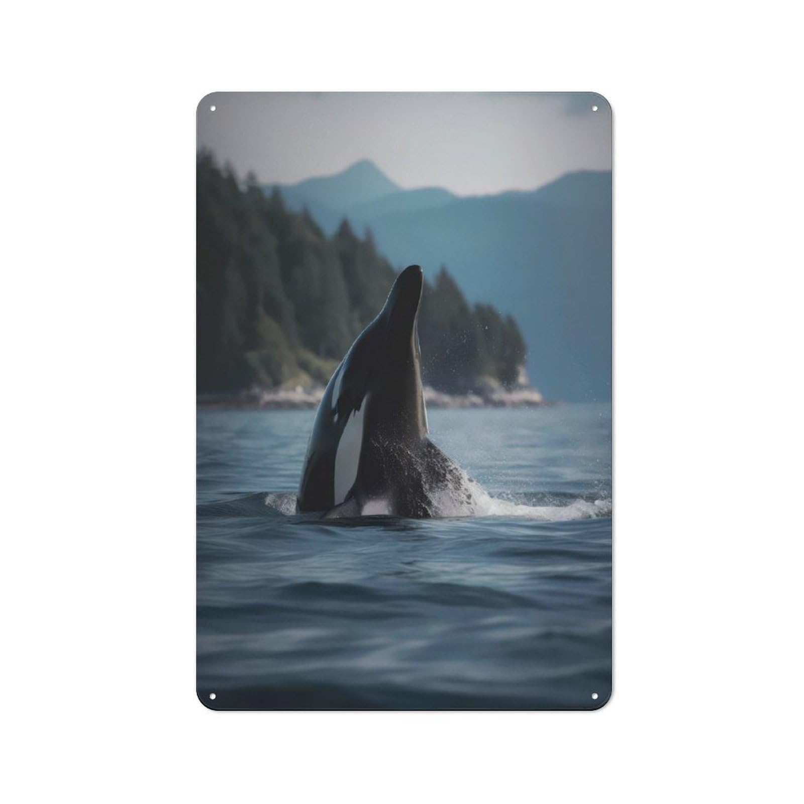 Junmoney Graceful Orca Metal Wall Sign 30X20cm, Retro Decor For Pub Or Café, For Vintage Wall Decor Fans, For Garage And Workshop Walls