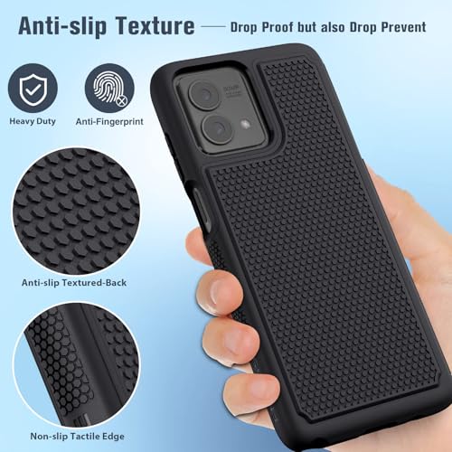 Image of FNTCASE for Motorola Moto G-Stylus-5G-2023 Case: Dual Layer Shockproof Protective Phone Cover | Anti Slip Textured Back | Military Protection Bumper | Soft Slim Lightweight Rugged Black
