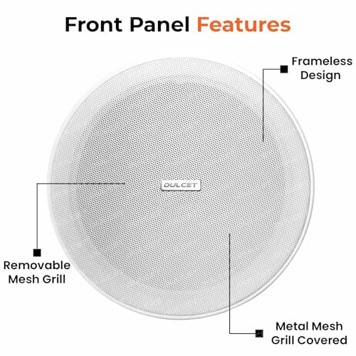 Image of Dulcet DC-CS6F-BT White 6.5 inch 10W Full Range Frameless Active Bluetooth Ceiling Speaker with inbuilt Amplifier-Supports Upto 3 Passive Ceiling Speakers (Passive Speakers to be Purchased Separately)