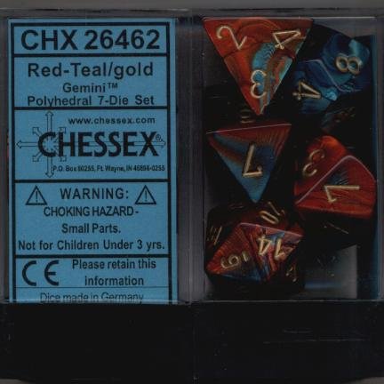Dados de rol gemini con números de oro Chessex para alta visibilidad