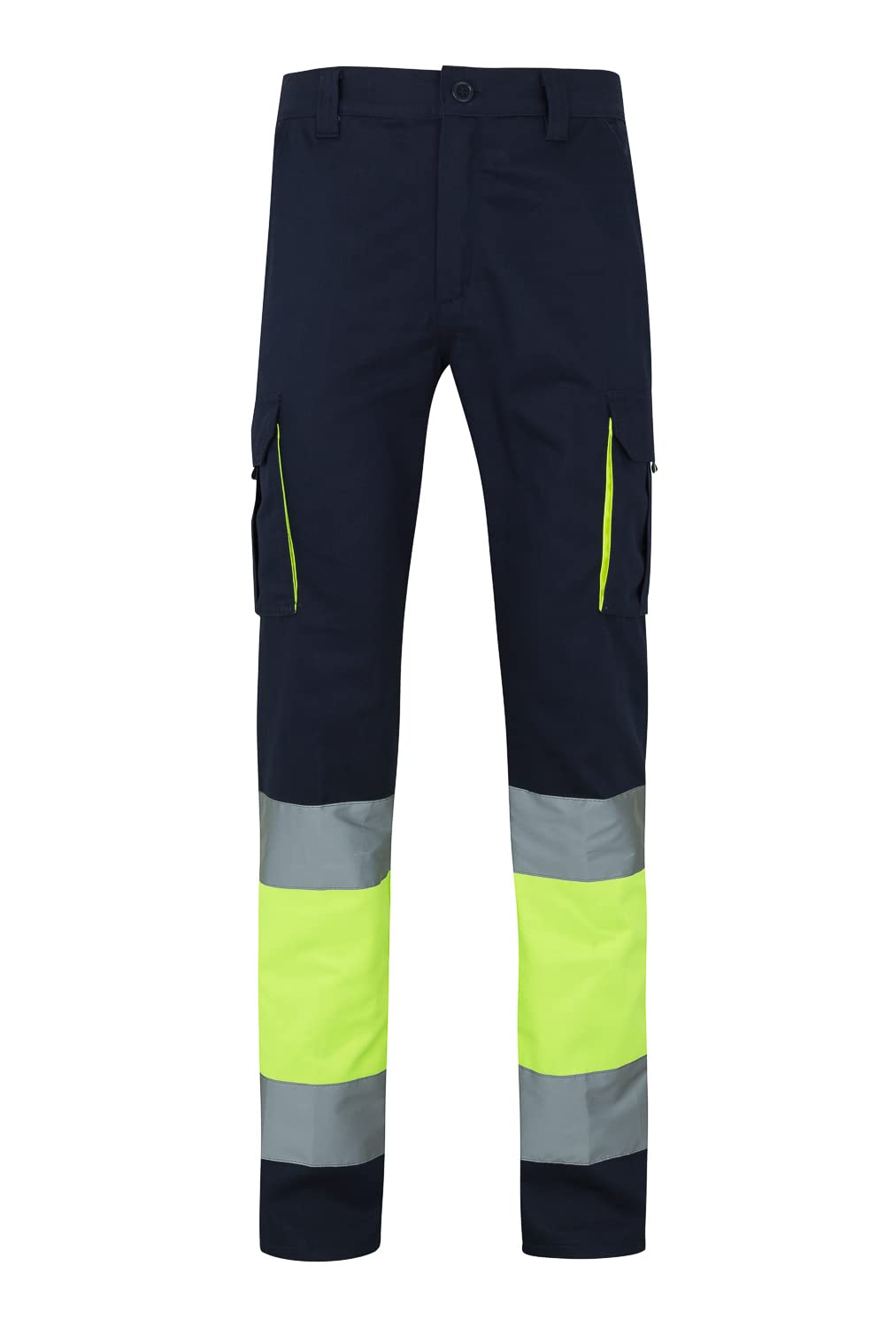 VELILLA 303007; pantalón de Alta Visibilidad 100% algodón, Bicolor y Multibolsillos