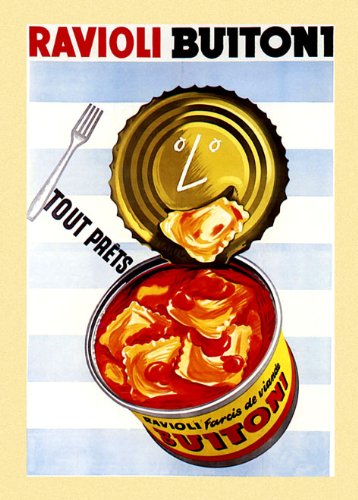 16" X 20" Cheese Ravioli Buitoni Pasta French Kitchen France French Food Vintage Poster Repro on Matte Paper