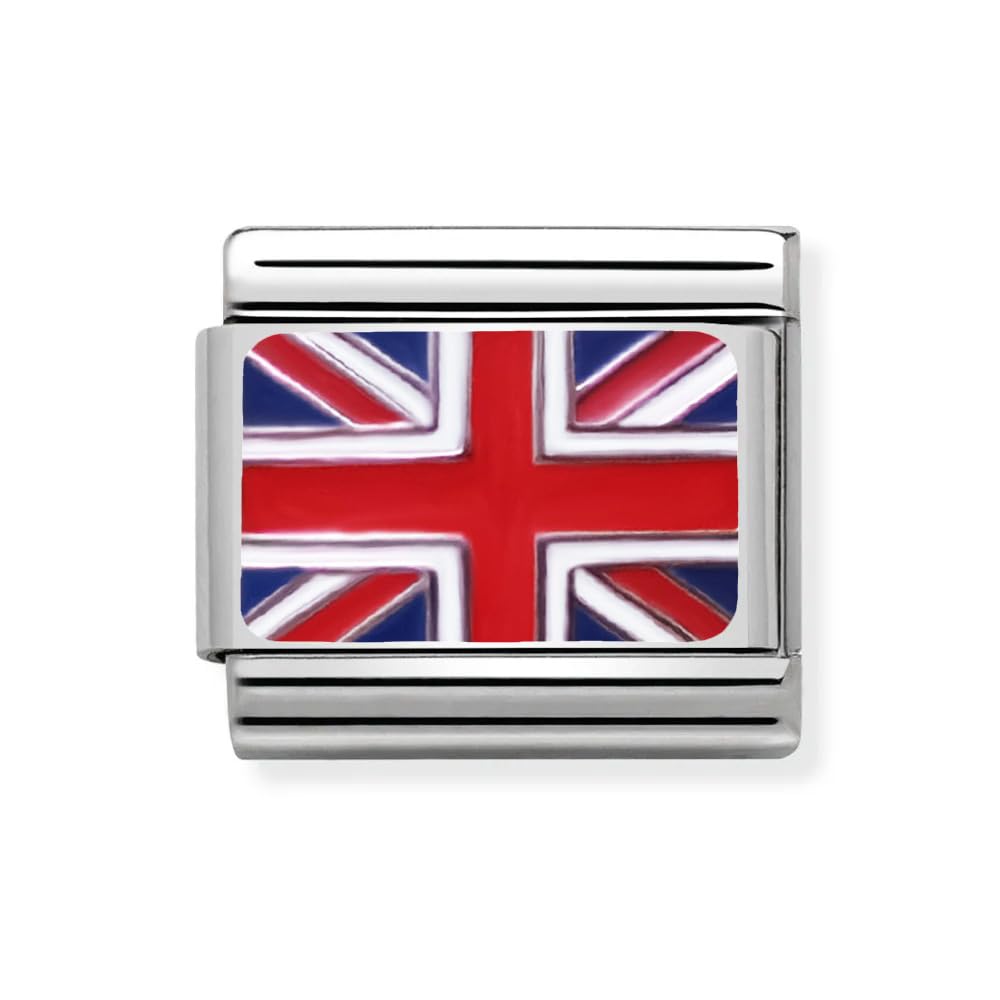 2Burned Italian Charm Flag for 9 mm Bracelets Stainless Steel (United Kingdom (Union Jack))
