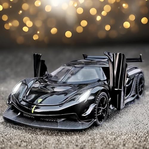 Image of 1:24 Koenigsegg One Model Car Sports Exclusive Alloy Metal Pull Back Die-Cast Diecast Metal Pullback Toy Car with Openable Doors & Light Music Toys for Kids