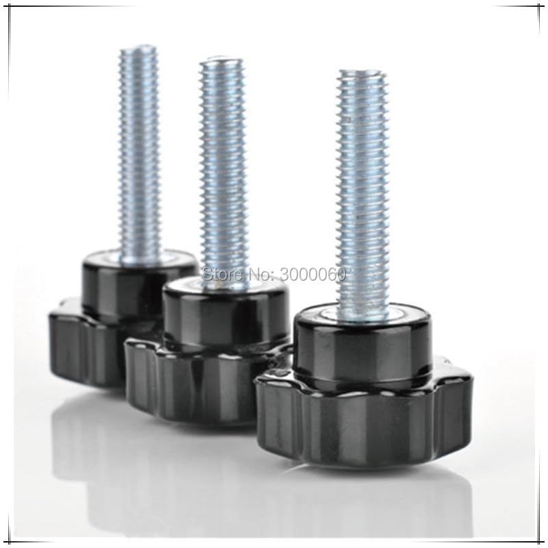 M5 M6 Black Color Plastic Star Head Plated Steel Handle Thumb Screws - (Size: M5X25mm)