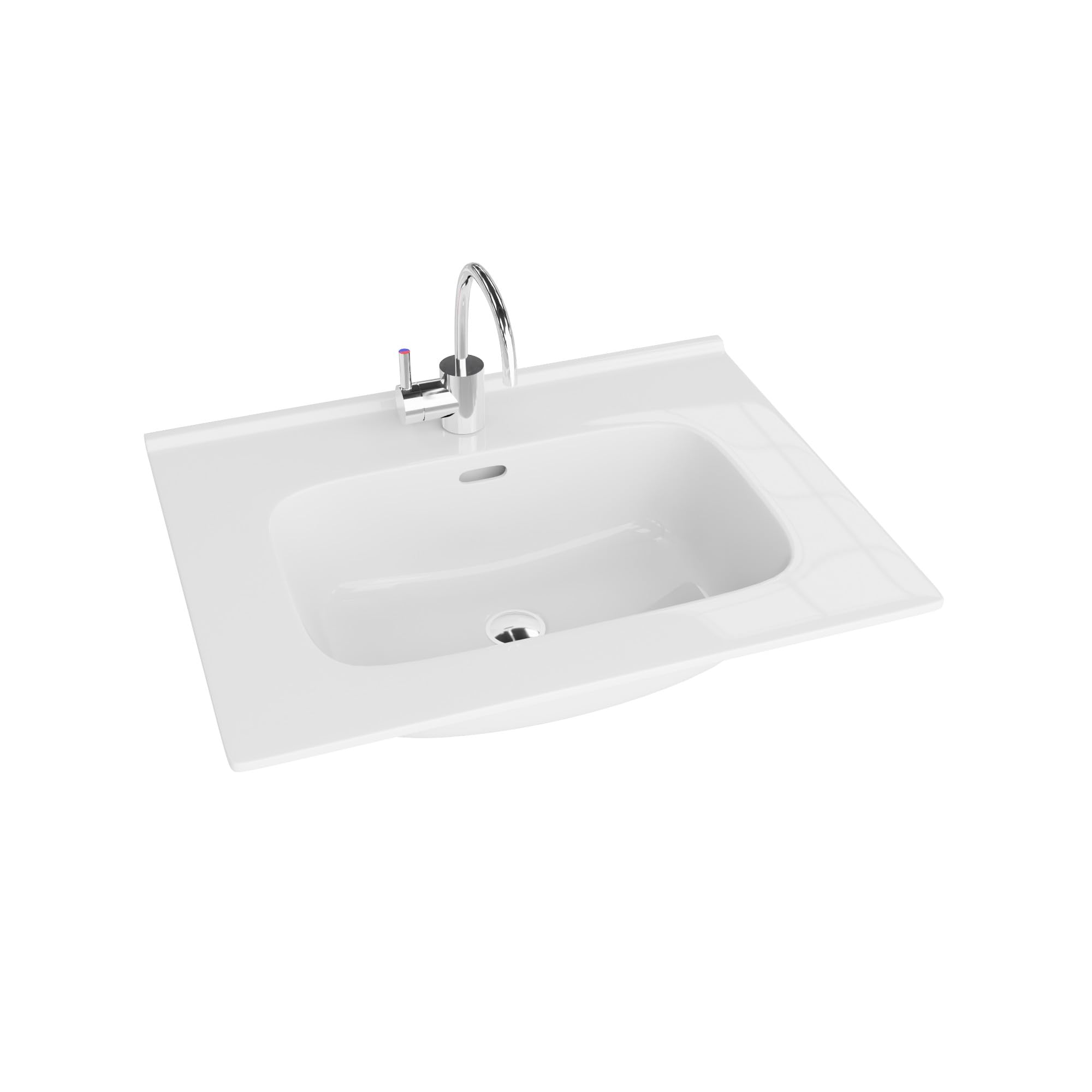 LAVITA Lavabo para muebles Minnesota 600 | Lavabo para muebles | Lavabo con rebosadero y orificio para grifo | de porcelana de alta calidad | lavabo | 61 x 46,5 x 17 cm | blanco brillante