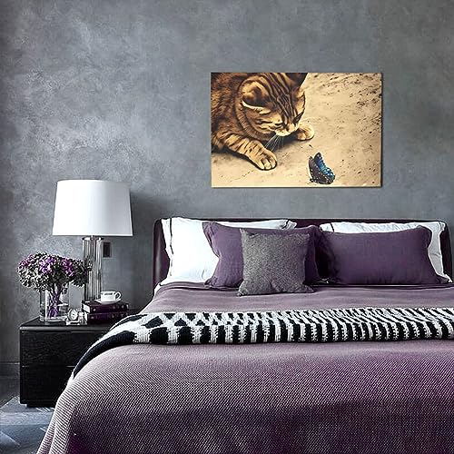 Toile de chat marron drôle pour décoration murale de chambre - 7