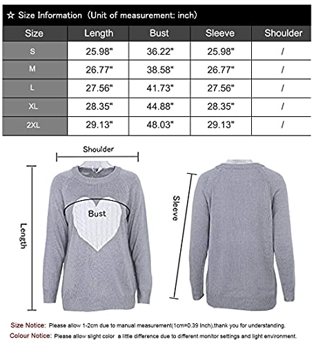 Shermie Womens Pullover Sweaters Long Sleeve Crewneck Cute Heart Knitted Sweaters Grey thumb #6