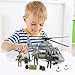 Click N' Play Military Aerial Rocket Helicopter 24 Piece Playset with Accessories - Great Army Toys Action Figures for Kids and Boys Ages 4-7 8 - 12 | Model Vehicle Helicopter Silver