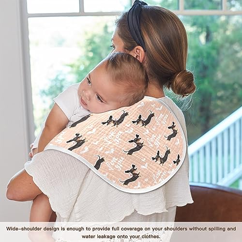 Image of Muslin Baby Burp Cloths, Cute Dachshund Dog Muslin Baby Rags Comfy Soft Absorbent in for Newborn Boys and Girls 1 Piece 22 x 11 Inch