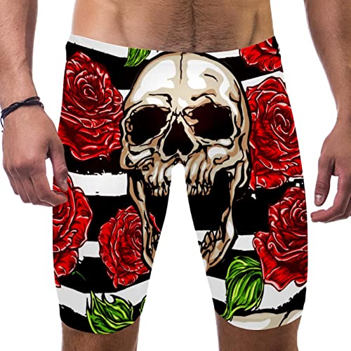 Jammers de natación HUI JIN SHOP: traje de baño hidrodinámico Calavera Rose Stripe, talla L