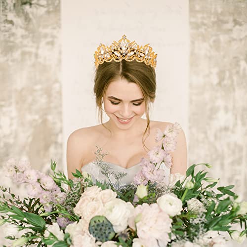 Zerostage Gold Crown For Women Princess Tiara Wedding Birthday Bride Queen Fairy Little Girls Gifts Prom Quinceanera Party Halloween Costume Decoration Christmas Crystal Hair Fashion Headband 6 Pack #TOP1